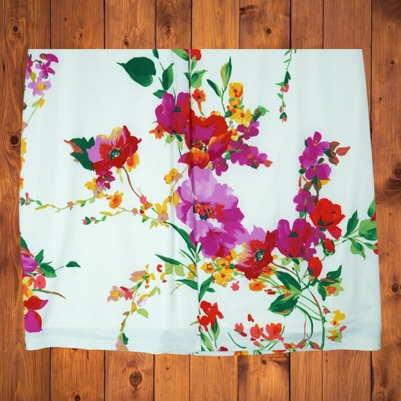 Lauren Ralph Lauren Women's Faux-Wrap Floral Jersey Dress V-neck Flutter Sleeve - Picture 9 of 9